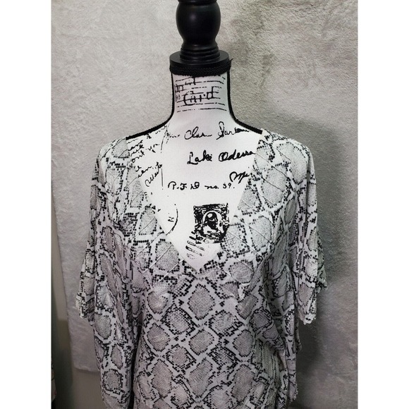 VIX Paula Hermanny Cover Up Women Small White Snake Print Sleeveless V Neck Logo - Picture 6 of 11